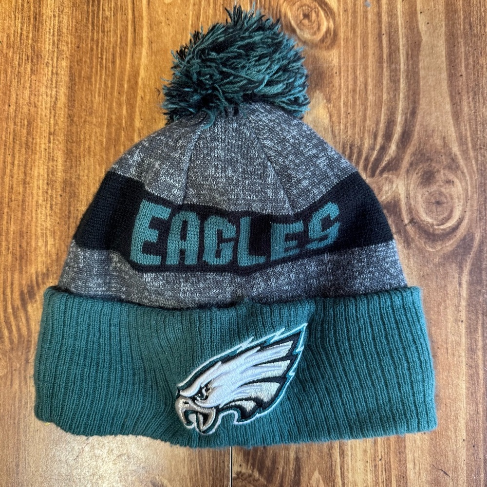 NFL Teal Gray Cuffed Pom Beanie